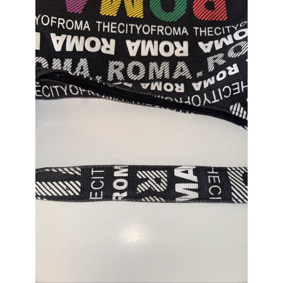 Robin Ruth City Bag Roma Rome Canvas Hobo Tote Bag Black Rainbow 16”x11”x9” - Picture 6 of 8